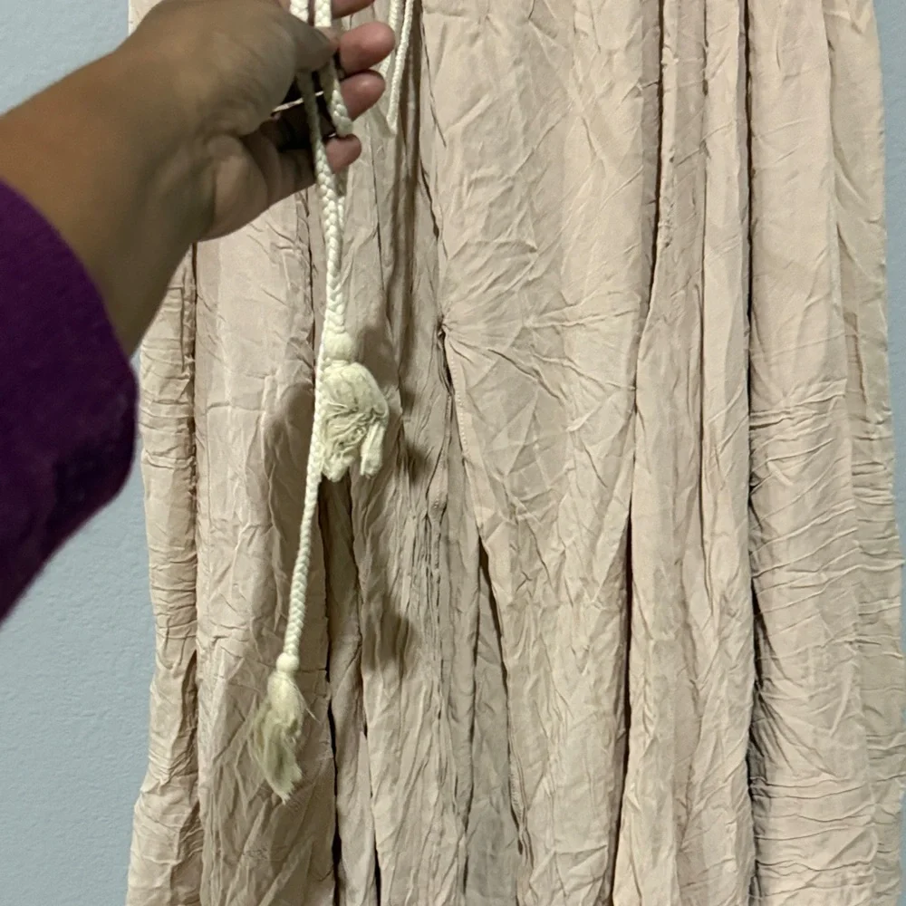 Showpo under the twilight boho Beige A-Line Skirt tassel tie slit - Picture 5 of 12